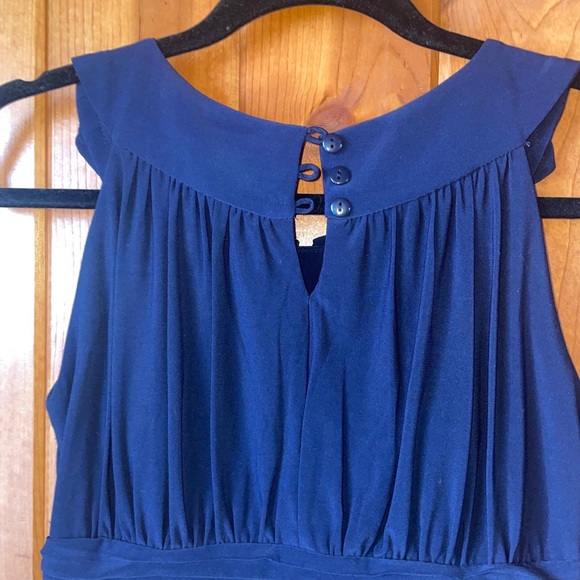 SIGNATURE BY SANGRIA LADY NAVY BLUE RUNCHED FABRIC JERSEY KNIT STRETCH DRESS 10 - Picture 2 of 5